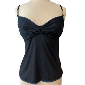 Tankini Top by Badgley Mischka Black Blue Size 10